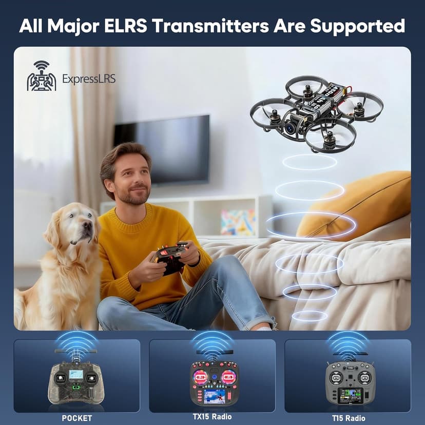 R8 ELRS Brushless Whoop Quadcopter, Ultralight 1S 80mm Micro FPV Drone BNF with 6 Port Battery Charger,2 Batteries Fly12 Mins for FPV Freestyle Racing Indoor Outdoor,FOV160°,Matrix G4 5IN1 FC,0802 20000KV Motor