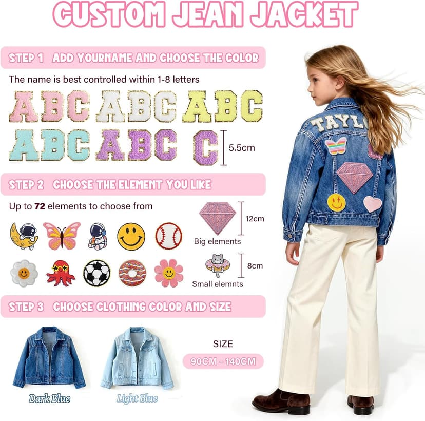 1-10 Year Old Girl Boy Birthday Gifts, 4t girl clothes, Personalized Jean Jacket Toddler Girl Boy Personalized Name Jean Jacket for Girls/Boys/Kids B0FHWNC548