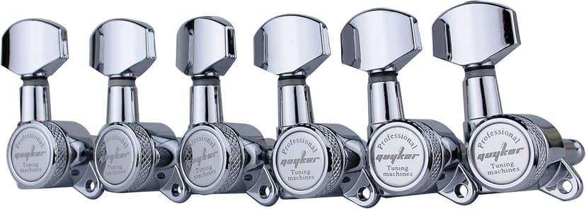 Guyker Guitar Locking Tuners (6 for Right) - 1:18 Lock String Tuning Key Pegs Machine Head with Hexagonal Handle Replacement for ST TL SG LP Style Electric, Folk or Acoustic Guitars - Chrome
