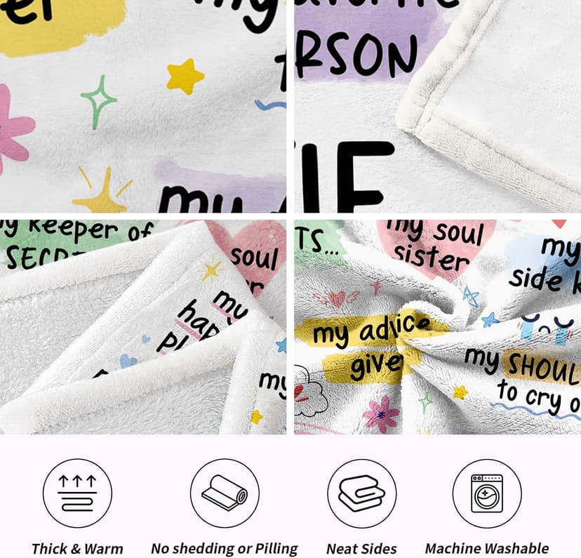 Best Friend Bestie Birthday Gifts for Women, Soft Flannel Blanket, Friend Birthday Gifts for Women Friendship, Happy Bday for Bestie BFF, 50 x 60 inches