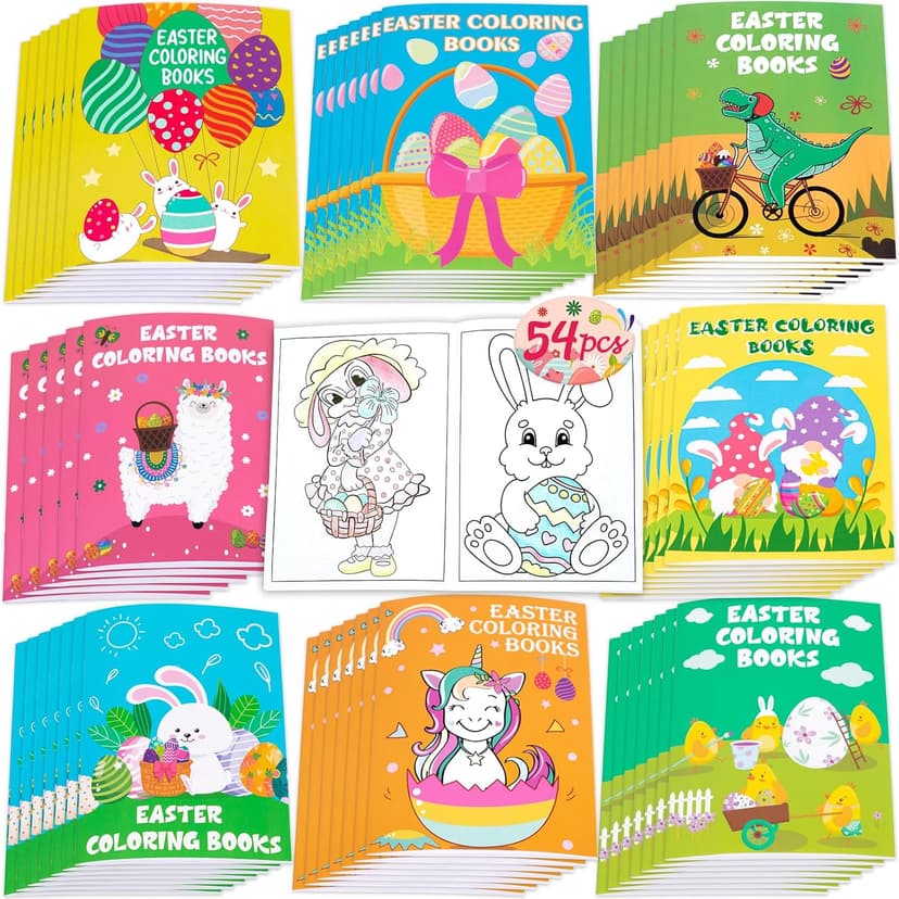 90shine 54PCS Easter Coloring Books for Kids-Egg Basket Stuffer Gifts Party Favors Class Activity Supplies Decorations B08Q36YXL9