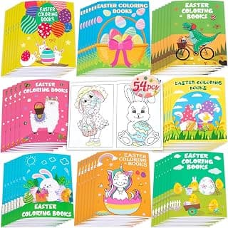 90shine 54PCS Easter Coloring Books for Kids-Egg Basket Stuffer Gifts Party Favors Class Activity Supplies Decorations B08Q36YXL9