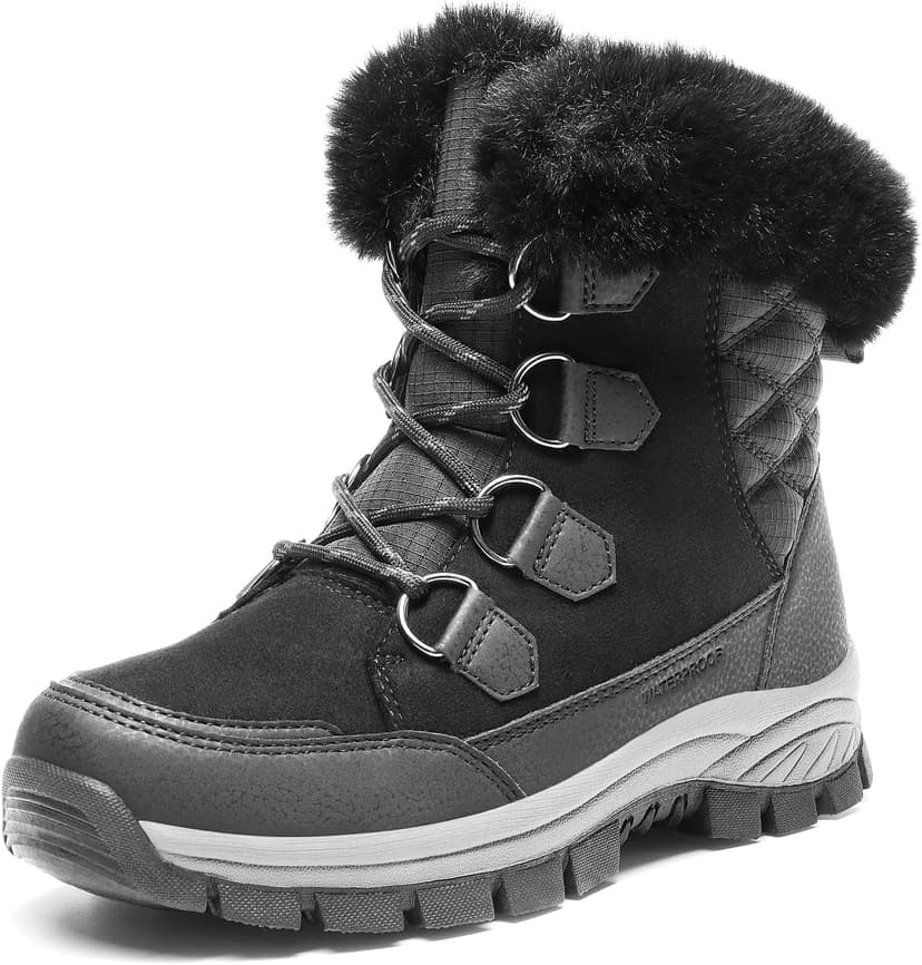DREAM PAIRS Waterproof Snow Boots for Women, Faux Fur Cozy Warm Insulated Winter Boots Lace Up Mid-Calf Outdoor Shoes for Walking Hiking Hespera