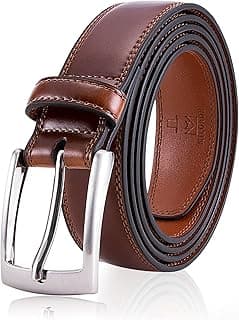 MILORDE Men's Genuine Leather Dress Belt, Handmade, 100% Cow Leather, Fashion & Classic Designs for Work Business and Casual