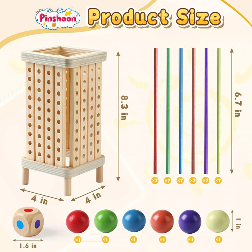 Montessori Game Wooden Board Game, Multiplayer for Kids 4-8, Math Educational, Fine Motor Skill Toy for Girls Boys, Classic Fun Games for Age 3 4 5 6 7 8 Girls Boys Gifts