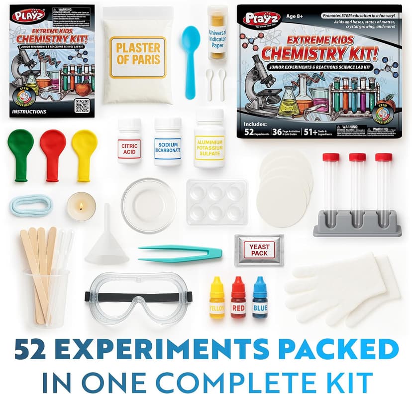 52+ Experiments Chemistry Set Science Toys, STEM Projects with 51+ Tools, Kids Science kit, Science Experiments for Kids Gift Playz Extreme Chemistry Educational Science Kits for Kids Age 8-12 B08HSFDZP6