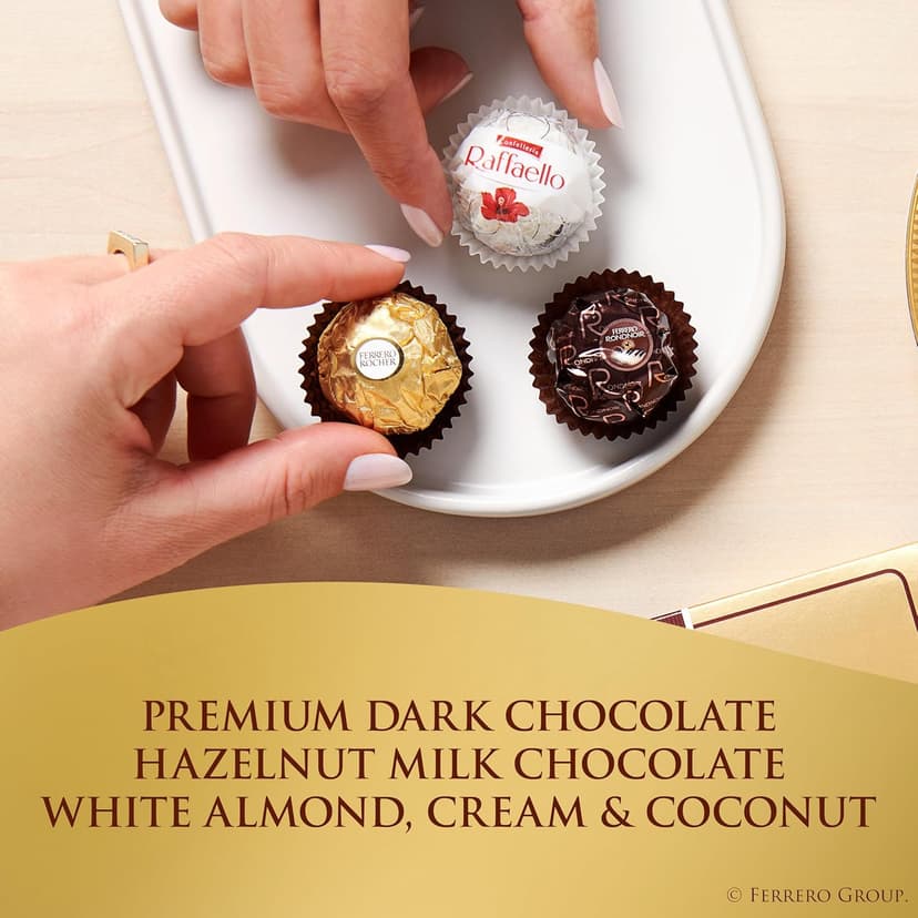 Ferrero Collection, 24 Count, Premium Gourmet Assorted Hazelnut Milk Chocolate, Dark Chocolate and Coconut, 9.1 oz