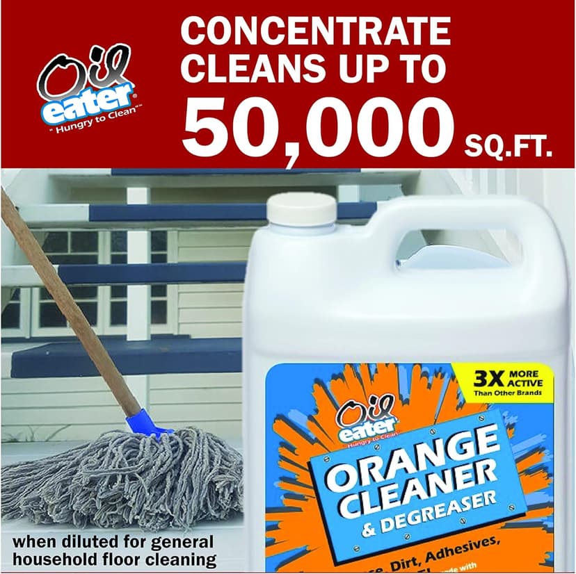 Orange Cleaner Degreaser, 1-Gallon Concentrate for Oil Removal, Grease Stains and Heavy Duty Automotive, Outdoor, Floor Cleaning, Grease & Gunk