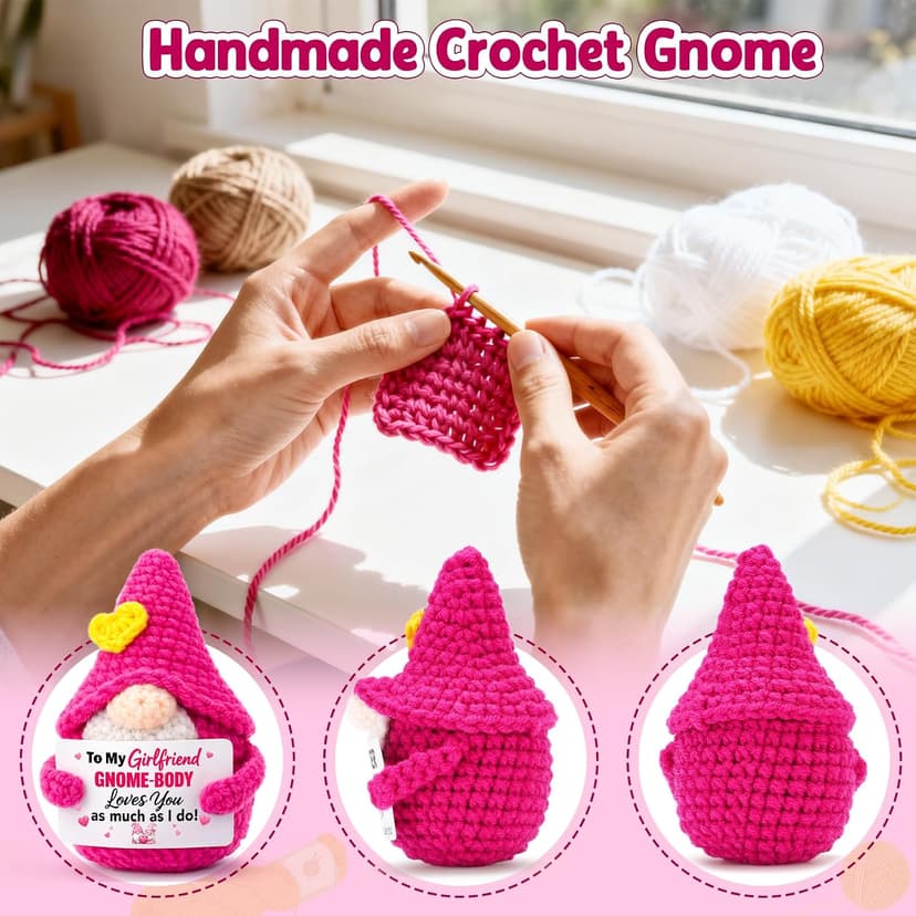 Cute Handmade Crochet Gnome Gift for Girlfriend Gf Her Women Birthday Anniversary National Girlfriends Day Romantic Gifts Gifts for Girlfriend Birthday Christmas - Sweetest Day Gf Gifts B0H3B3LP27