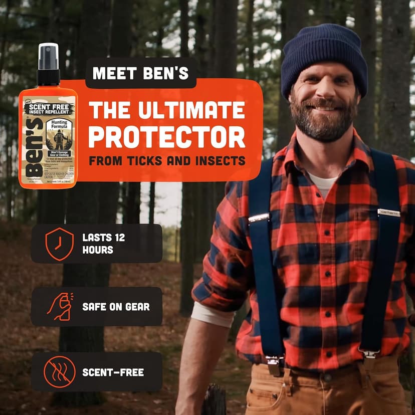 Ben's Hunting Formula - Tick & Mosquito Repellent for Up to 12 Hours of Protection - 20% Picaridin Bug Spray with Pump Spray - Sweat-Resistant - 3.4 oz (3 Pack)