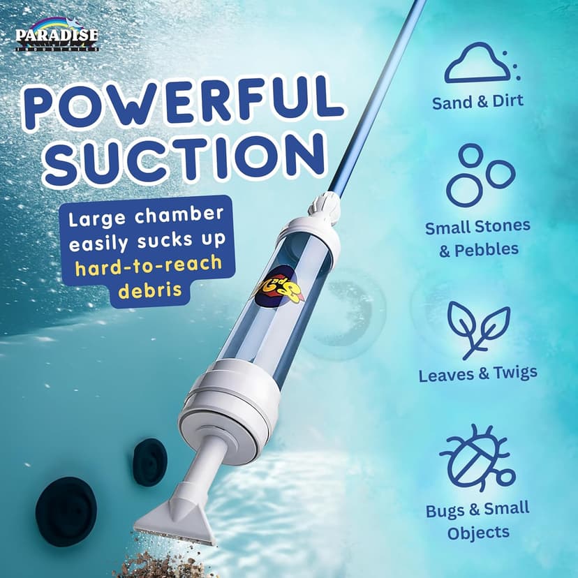 Rola-Chem 6250 Paradise Power Spa Vacuum – Manual Spa Vac for Hot Tub, Pool Stairs & Spas – Cordless Hot Tub Vacuum Cleaner with Telescopic Handle – Powered by Physics