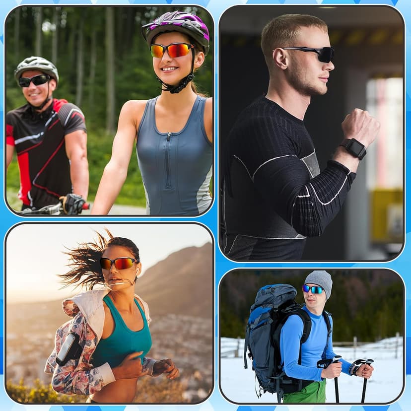 GGSTDDUP 4 Pack Polarized Sports Sunglasses for Men & Women | UV Protection Lightweight Wraparound Sunglasses for Outdoor