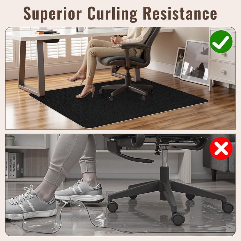 Sycoodeal Office Chair Mat for Hardwood Floor,Slip Resistant Floor Mat for Office Computer Gaming Chair,Heavy Duty Floor Protector for Rolling Chairs,Easy to Clean,Black(36"x48")