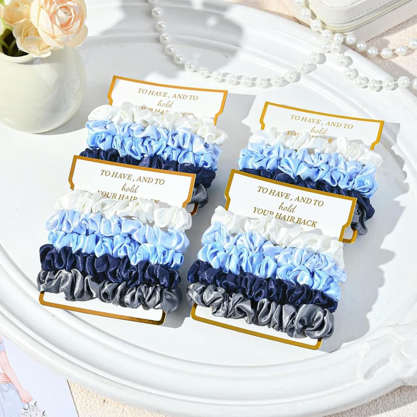 8 Pack Bridesmaid Gifts Satin Bridesmaid Scrunchies Soft Hair Ties Bachelorette Party Favors Hair Accessories for Women Bridesmaid Proposal Gift (Gradient Blue) B0DTKDN7FR