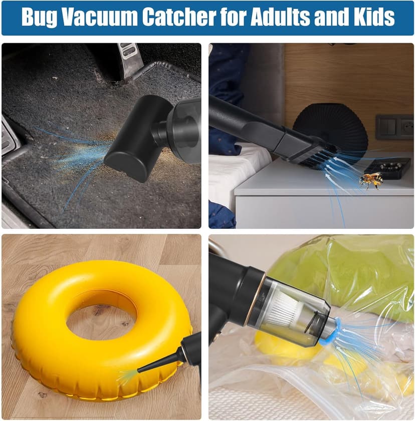 Bug Vacuum Catcher-Spider and Insect Catcher Traps for Home,Cordless Handheld Vacuum Cleaner Rechargeable Bug Catcher Strong Suction with Multifunctional Suction Nozzle for Cockroach Beetle Ant Bedbug