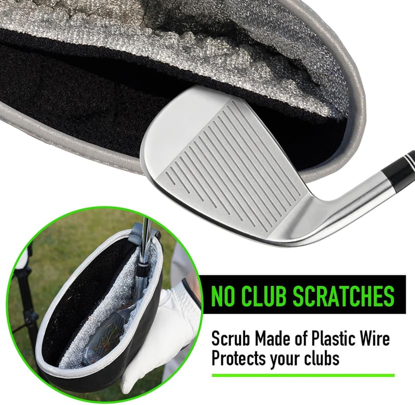 GAIARENA Golf Cleaning Bag Pouch Golf Ball Washer Club Cleaner with Scrub and Wipe Cloth Gifts Ideas for Golfers On-Course Golf Accessories B0GCX81D1Y