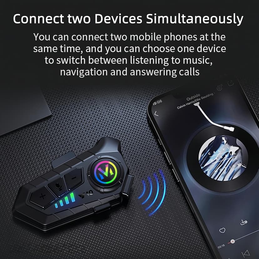 Motorcycle Helmet Bluetooth Headset Speakers with HiFi Sound,Noise Cancellation,1000mAh Battery,25 Hours Use,Boom Mircrophone,Easy to Install Use with Golves,IPX6 Waterproof,Voice Assistant