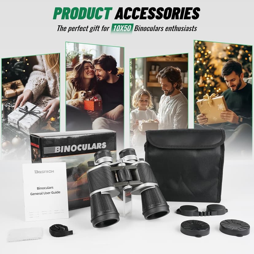 10x50 Binoculars with Dual Independent Eyepiece Adjustment, with BAK4 Prism FMC Lens Low Light Vision & Large View - Professional Binocular for Bird Watching Hunting Stargazing Sports Travel