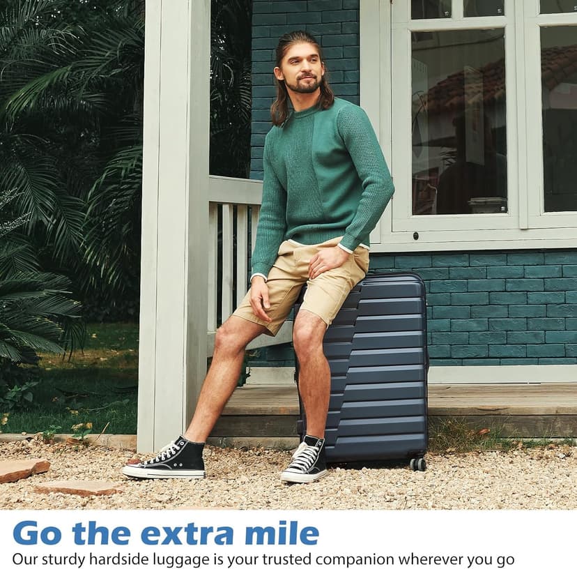 Coolife Expandable Suitcase PC ABS TSA Luggage 3 Piece Set Lock Spinner Carry on (Teal blue)