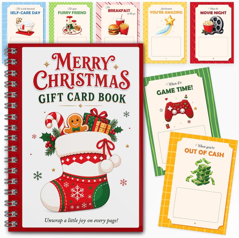 5x7 Inches Christmas Gift Card Book For Teens, Adults, Kids; Easy to Gift, Teen Girl Gifts Trendy Stuff, Stocking Stuffers Merry Christmas Gift Card Book For Teens, Adults - 24 Pages Gift Card Book B0HBPYN1SW