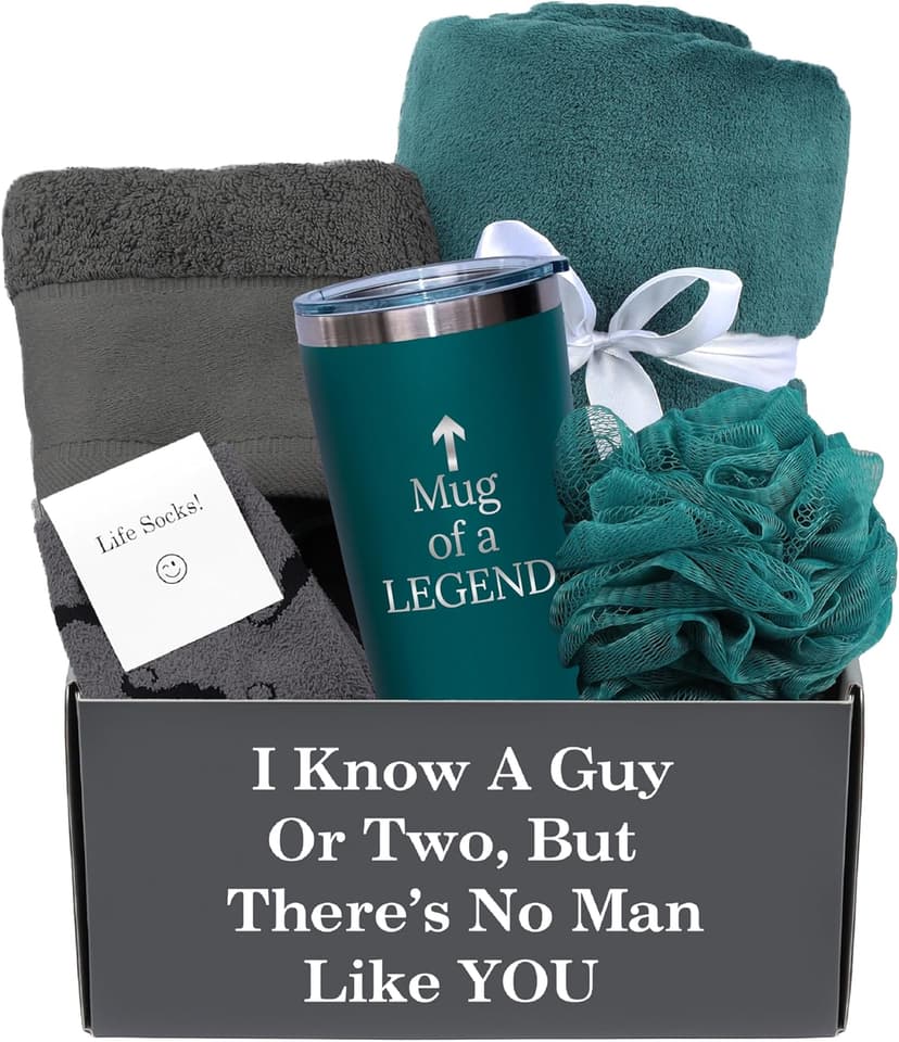 GOLDMUS Gift Basket for Men – Funny Birthday Basket for Men, Luxury Gift Box for Appreciation or Thank You, Celebration Surprise Set, Unique Mens Gift Basket Idea for Relaxation and Thoughtful Moments