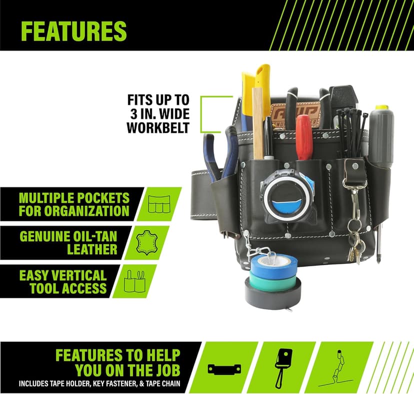 AWP Tool Pouch, Electrician Tool Pouch, Premium, Professional Multi-Pocket Organizer