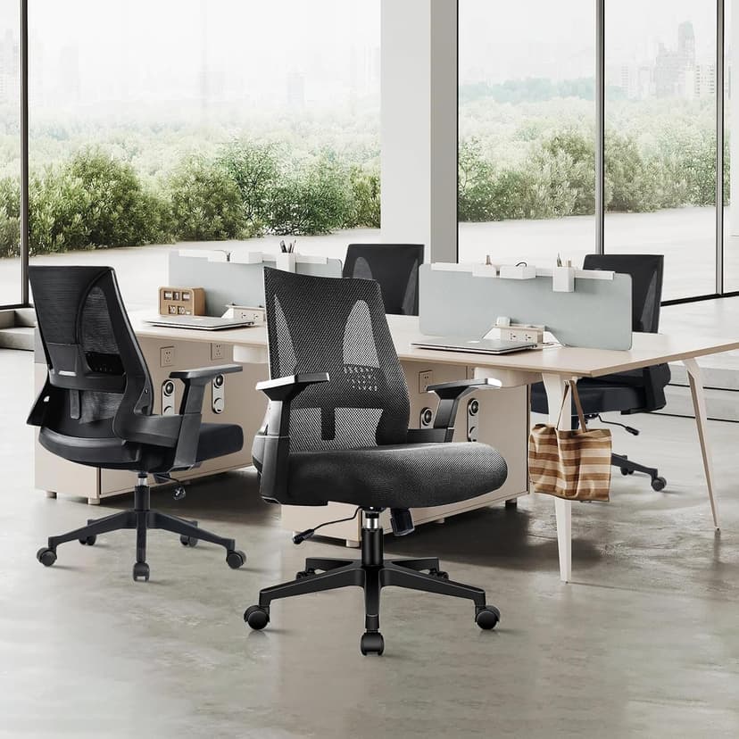 CLATINA 500lbs Big and Tall Office Chair Heavy Duty Mesh Ergonomic Computer Chairs with Adjustable Lumbar Support and Wide Comfy Seat for Home Office Conference Heavy People, Black, 4 Pack