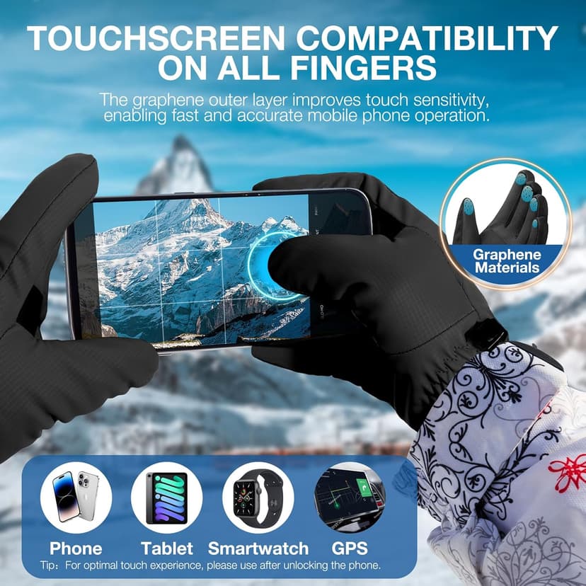 SIMARI Winter Waterproof Warm Gloves Women Men with Touchscreen Fingers, Ski Snow Windproof for Cold Weather Thermal, for Running Hiking Driving Cycling Outdoor Sports Daily Work