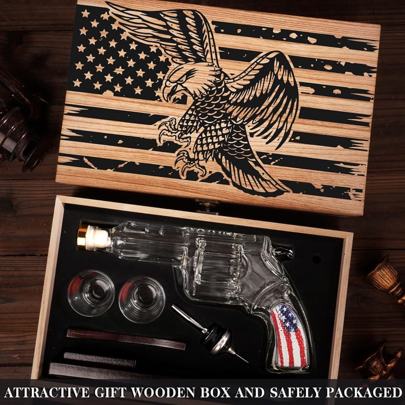 Gifts for Men Dad, Unique Christmas Anniversary Birthday Gift for Him Husband, 9 Oz Whiskey Decanter Set with 2 Oz Shot Glasses, Cool Persinalized Presents liquor dispenser for Home Bar