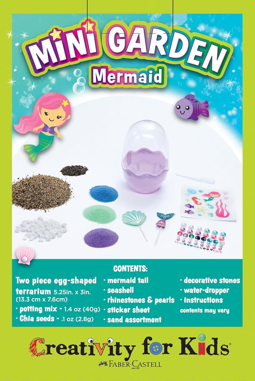 Creativity for Kids Mini Garden: Mermaid Terrarium Kit - Mermaid Gifts for Girls, Crafts and Toys, Holiday Stocking Stuffers for Kids (Ages 6+)