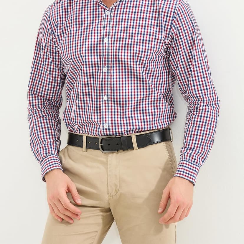 DENGFENGZHE Men's Full Grain Leather Belt for Everyday Casual Jeans, 1.5" Handmade Men Leather Belts with Gift Box