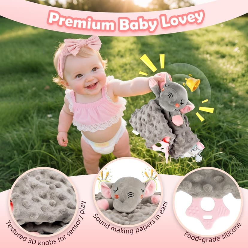 Newborn Baby Girl Gift, 9 Pcs Baby Gifts for Girls Newborn Essentials, New Baby Girl Gift Basket Baby Shower Gender Reveal Gifts, New Mom Gift Swaddle Blanket Bunny Rattle Gift Set