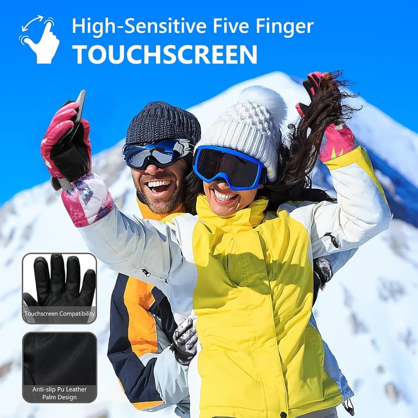 Odtmger Ski Gloves, Warmest Waterproof and Breathable Snow Gloves for Cold Weather, Fits Both Men & Women,for Parent Child Kids Outdoor