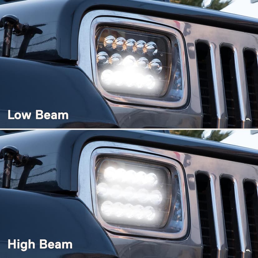 TRUE MODS 7x6 5x7 H6054 Black LED Headlights H4 Sealed Beam Replacement Lamp for Jeep Wrangler YJ Cherokee XJ Chevy Express Blazer S10 Van GMC Savana Ford Econoline E150 Nissan D21 Toyota Pickup Truck