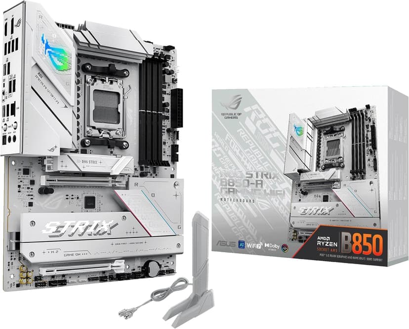 ASUS ROG Strix B850-A Gaming WiFi AMD AM5 B850 ATX Motherboard 14+2+2 Power Stages, DDR5 AEMP, 2.5G LAN, WiFi 7 with Q-Antenna, 4X M.2, PCIe® 5.0, USB 20Gbps Type-C, AI Networking II, ASUS AI Advisor