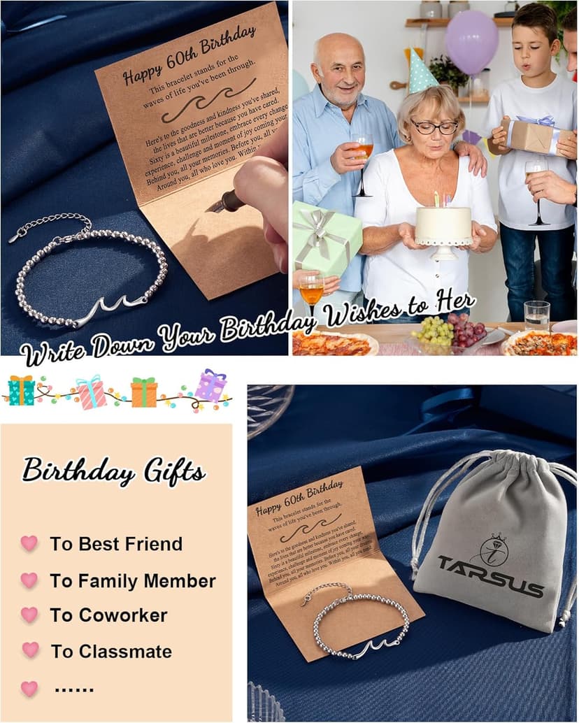 Tarsus Birthday Gifts for Women, Through The Waves of Life, Birthday Bracelet for Women Friend Sister Daughter Mom Grandma...