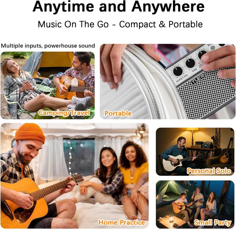 Yuer BA-10Pro 10W Acoustic Guitar Amp, Portable Vocal & Guitar Amplifier with Digital Delay/Reverb Effect Headphone Jack/OTG Wireless Small Guitars Amp for Recording, Practice, Travel with Carry Bag