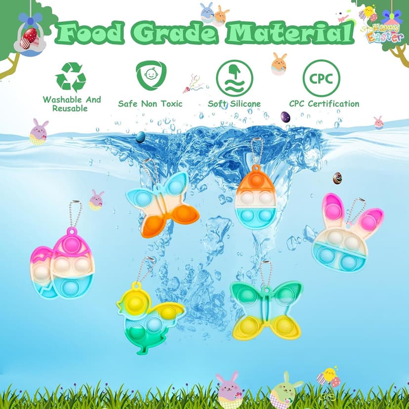 Easter Egg Fillers Basket Stuffers Mini Pop Keychain It Goodie Bag Stuffers Fidgets for Classroom Prizes Kids Party Supplies Easter Pop Fidget Toys Bulk Its Easter Party Favors for Kids 24 Pack Gifts B0DPLXDGMR