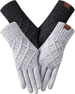 REACH STAR 2 Pairs Winter gloves for women Touch screen Elastic Thermal knit Lining Warm Gloves for Cold weather
