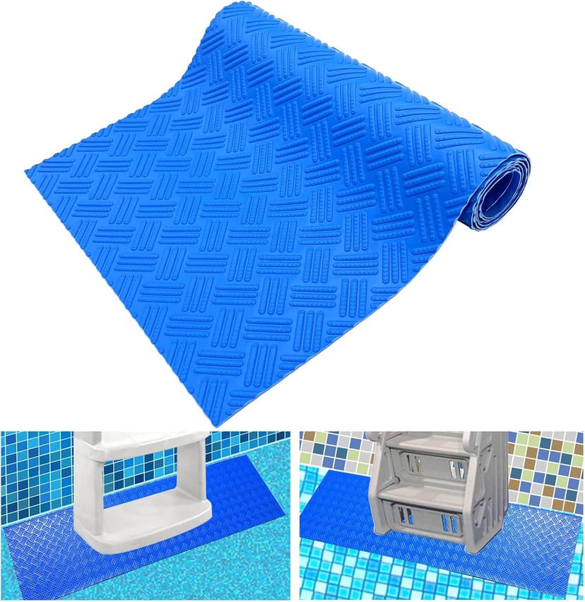 SKARUMMER Swimming Pool Ladder Mat - Protective Pool Ladder Pad Step Mat with Non-Slip Texture, Blue Medium Pool Step Mat, 36 inch X 9 inch