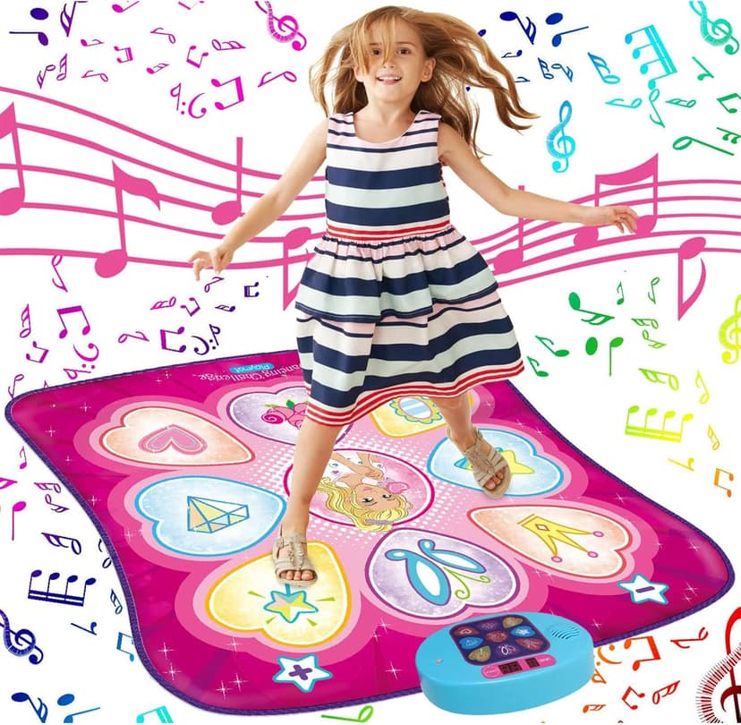 SUNLIN Dance Mat - Rhythm Step Play Mat - Dance Game Toy Pad with LED Lights, Gift for Kids Girls 3-12, Adjustable Volume, Built-in Music, 3 Challenge Levels