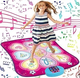 SUNLIN Dance Mat - Rhythm Step Play Mat - Dance Game Toy Pad with LED Lights, Gift for Kids Girls 3-12, Adjustable Volume, Built-in Music, 3 Challenge Levels