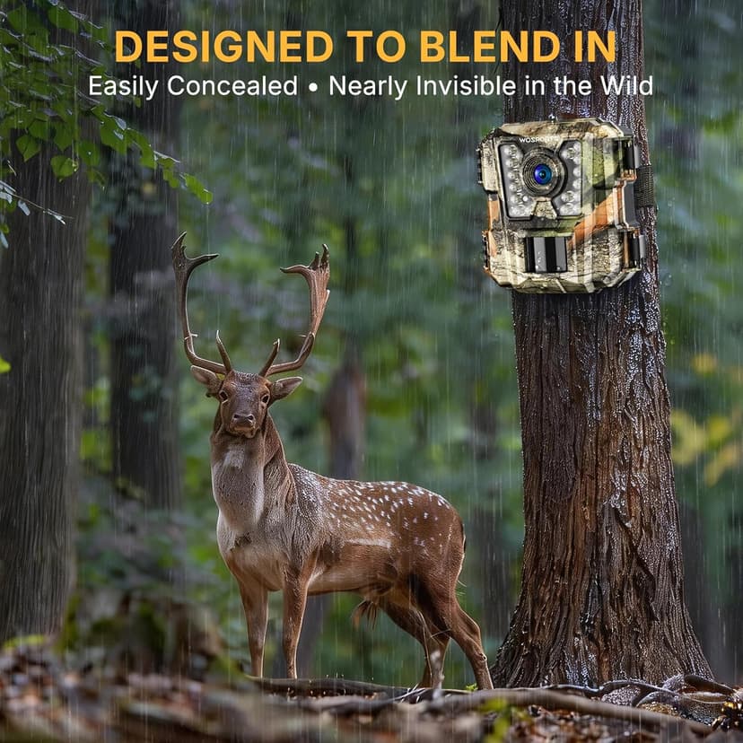 WOSPORTS Mini Trail Camera,24MP 1080P HD Game Camera Motion Activated with IR Night Vision Waterproof Video Deer Cam for Outdoor Wildlife Monitoring