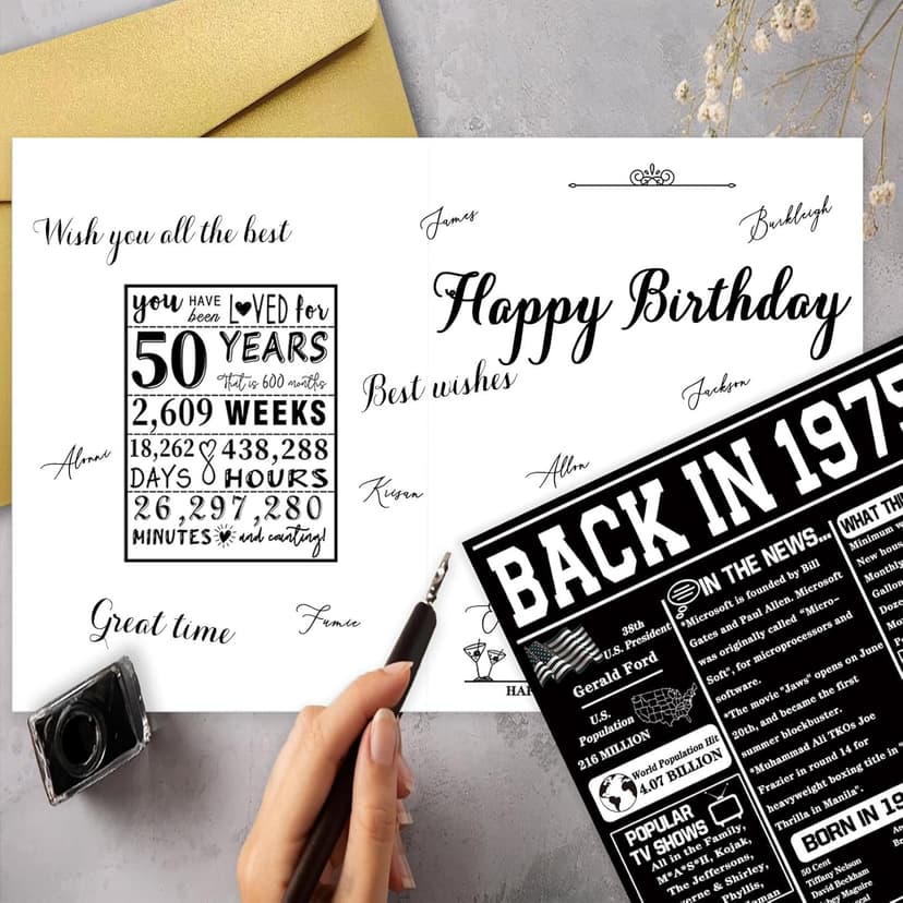 Asmallgf Large 50th Birthday Card Gift for Women Men, Best Fifty Years Old Bday Card for Mom Dad, Happy Turning 50 Birthday Gift Ideas for Godmother Godfather