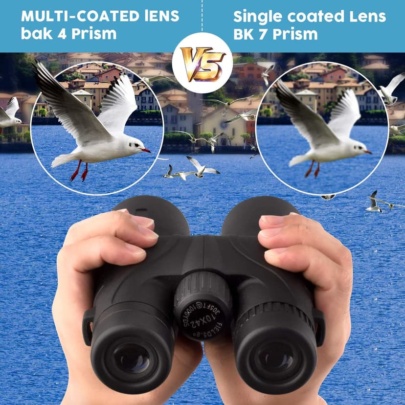 10x42 Binoculars for Adults - Professional HD Roof BAK4 Prism Lens Binoculars for Bird Watching, Hunting, Travel, Sports, Cruise, with Carrying Bag (1.1Lbs)