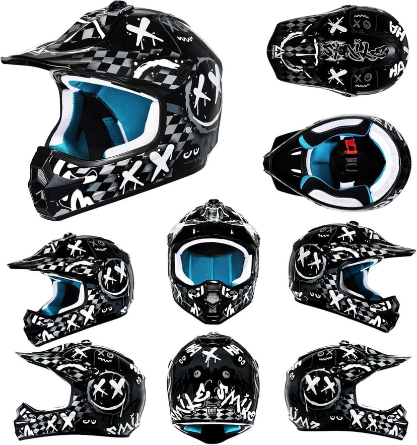 TRIANGLE Youth Kids Dirt Bike Helmet Full Face Motocross Helmet with Goggle & Gloves DOT/FMVSS-218 Approved Motorcycle Helmet
