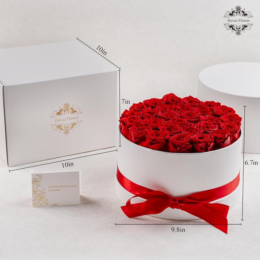 27 Forever Roses in Luxury White Box, Eternal Real Roses Gift for Women, Preserved Flowers for Delivery Prime, Anniversary, Valentine's Day, Birthday for Her (Red)