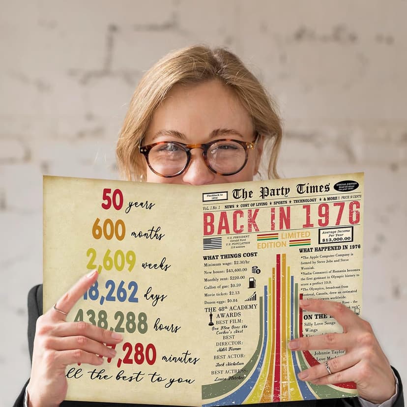 Vintage 50th Birthday Card, Happy 50th Birthday Gifts for Him Her, Funny 50 Year Old Birthday Gift Ideas for Couple, Unique 50th Birthday Decorations for Women Men