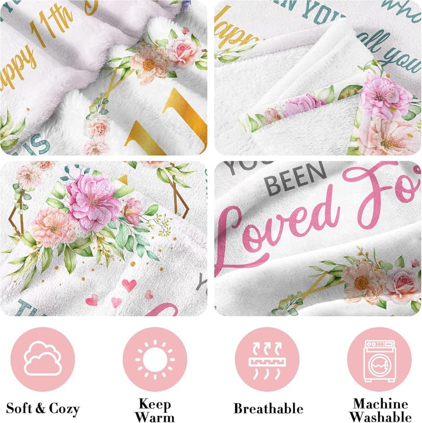 Birthday Gifts for 11 Year Old Girls, 11 Year Old Girl Birthday Gifts, 11th Birthday Decorations Gifts for Girls, Best Birthday Presents Ideas for 11 Yr Old Girl Throw Blanket 60"x50"