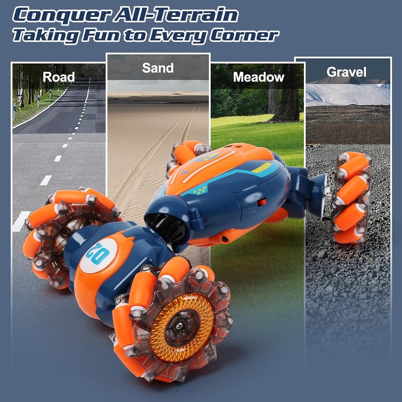 Gesture Sensing RC Stunt Car - Boys Girls Toys Age 6-8-12, 4WD Hand Controlled Remote Control Twist Car with Light & Music,Cool Birthday presents and Ideas Gifts for Kids Age 6 7 8 9 10 11 12 YearsOld B0CT8KCNBD